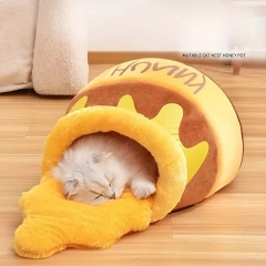 Honey Pot Cat Bed - Comfortable Memory Foam Pet Furniture with Removable Cushion - Stylish and Washable Cat Bed for Small