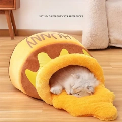 Honey Pot Cat Bed - Comfortable Memory Foam Pet Furniture with Removable Cushion - Stylish and Washable Cat Bed for Small