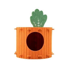 Cute Orange Carrot Felt Cat House Semi-enclosed Four-season Universal Tunnel Drill Felt Pet Sleeping Resting Playing House