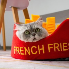 Foldable Hamburger Cat Beds Warm and Soft Pet House with Pet Mats Dogs Bed Tent Supplies Comfortable Sleeping Cats Pets Supplies