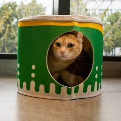 Foldable Hamburger Cat Beds Warm and Soft Pet House with Pet Mats Dogs Bed Tent Supplies Comfortable Sleeping Cats Pets Supplies