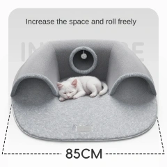 Comfy Cat Mat with Playful Tunnel, Furry Blanket for Extra Warmth and Snuggly Feeling