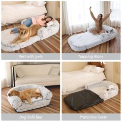 Human Dog Bed, 74"x43"x9" Dog Beds for Large Dogs, Foldable Plush Washable Dog Beds