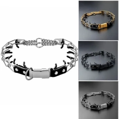 Dog Training Metal Prong Collar Removable Pet Link Chain Puppy Adjustable Stainless Steel Spike Necklace with Comfort Rubber Tip