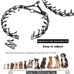 Adjustable Metal Pet Prong Necklace Dog Collar Stainless Steel Pinch Dog Training Collar with Comfort Rubber Tips