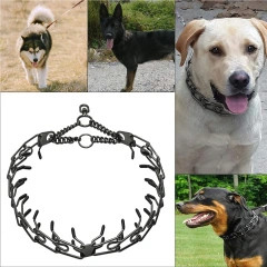Adjustable Metal Pet Prong Necklace Dog Collar Stainless Steel Pinch Dog Training Collar with Comfort Rubber Tips