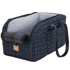 Small Dog Cat Car Seat Pet Booster Seat Dog Interactive Travel Safety Car Carrier with Side Pocket Storage Easy Cleaning