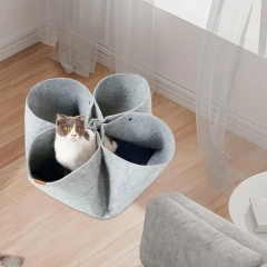 Cat Felt Tunnel Durable Cat Play House Foldable Interactive Pet Bed House Cat Tunnel Bed for Cat Rabbit Pets Kitten Puppy
