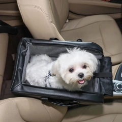 Small Dog Cat Car Seat Pet Booster Seat Dog Interactive Travel Safety Car Carrier with Side Pocket Storage Easy Cleaning