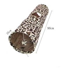 Pet Tunnel 3 Holes Leopard Crinkle Kitten Play Toy with Ball Collapsible Tunnel Tube for Small Medium and Large Cats Rabbit
