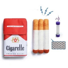 Creative Plush Cigarette Dog Doll Dog Cigarette Box Sound Making Pet Toy Bite Resistant Grinding Plush Toy 3 Cigarettes Box