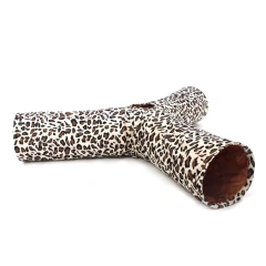 Pet Tunnel 3 Holes Leopard Crinkle Kitten Play Toy with Ball Collapsible Tunnel Tube for Small Medium and Large Cats Rabbit