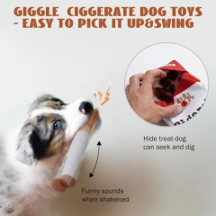 Creative Plush Cigarette Dog Doll Dog Cigarette Box Sound Making Pet Toy Bite Resistant Grinding Plush Toy 3 Cigarettes Box