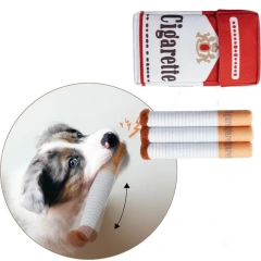 Creative Plush Cigarette Dog Doll Dog Cigarette Box Sound Making Pet Toy Bite Resistant Grinding Plush Toy 3 Cigarettes Box