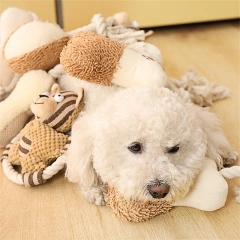 Dog Toys Rope Knot Training Prevent Tearing Durable Plush Toy Bite-resistant Molar Teeth Plush Voice Puppet Molar Teeth Cleaner