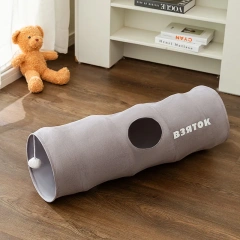 Straight Cat Tunnels for Indoor Cats,Collapsible Cat Tunnel for Small Medium Large Cats with Cat Toy Ball,Cute Bear