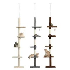 Cat Tree 5-Tier Floor to Ceiling Cat Tower Cactus Tall Climbing Tree with Scratching Post Hammock Dangling Ball for Indoor Cats