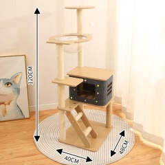 Sustainable Interactive Wooden Cat Furniture Big Sale Cat Tree Tower with Removable Bed Scratcher and Toy Cat House