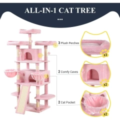 Multi story large indoor cat trees,tall cat crawls and cat apartments,comfortable plush habitats,and sisal hair grabbing pillars
