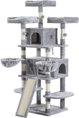 Multi story large indoor cat trees,tall cat crawls and cat apartments,comfortable plush habitats,and sisal hair grabbing pillars