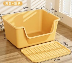 Cats Litter Box Large Capacity Semi-closed Anti-Splash Cats Toilet Bedpan Plastic Big Mac Oversized Cat Tray Bedpan Pet Supplies