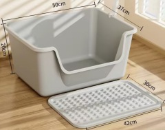 Cats Litter Box Large Capacity Semi-closed Anti-Splash Cats Toilet Bedpan Plastic Big Mac Oversized Cat Tray Bedpan Pet Supplies