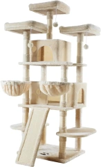 Multi story large indoor cat trees,tall cat crawls and cat apartments,comfortable plush habitats,and sisal hair grabbing pillars