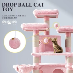 Multi story large indoor cat trees,tall cat crawls and cat apartments,comfortable plush habitats,and sisal hair grabbing pillars