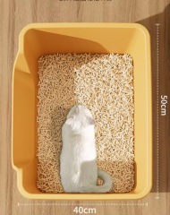 Cats Litter Box Large Capacity Semi-closed Anti-Splash Cats Toilet Bedpan Plastic Big Mac Oversized Cat Tray Bedpan Pet Supplies