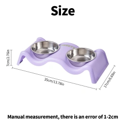 A rattle pet double bowl colorful fashion large capacity stainless steel dog bowl anti-tip feeding water pet double bowl indoor