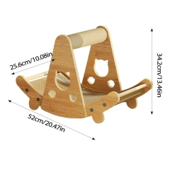 Wooden Cat Scratcher Sisal Cat Scratching Ball 3 In 1 Wear-Resistant Grinding Paw Toy Scratch Board Solid Wood Scraper For Cats