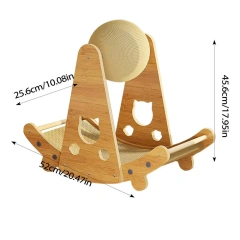 Wooden Cat Scratcher Sisal Cat Scratching Ball 3 In 1 Wear-Resistant Grinding Paw Toy Scratch Board Solid Wood Scraper For Cats