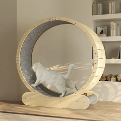 Cat Running Wheel Cat Treadmill Low Noise Exercise Fitness Roller Wooden Pet Exercise Running Wheel Interactive Cat Toy