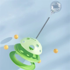 Rotating Leakage Food Feeder Toy Plastic Cat Turntable Spring Funny Cat Stick Indoor Kitten Interactive Amusement Track Ball