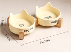 Wholesale new ceramic cat ear pet feeding bowl anti-tip