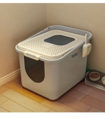 Large Top Entry Cat Litter Box with Cat Litter Scoop Oval