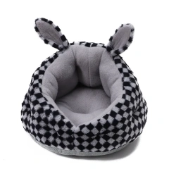 Winter Warm Small Dog Sleeping Bed Cute Rabbit Ear Cat Nest Furry Puppy Kennel Cozy and Soft Semi Closed Indoor Kitten House