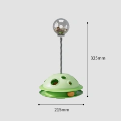 Rotating Leakage Food Feeder Toy Plastic Cat Turntable Spring Funny Cat Stick Indoor Kitten Interactive Amusement Track Ball