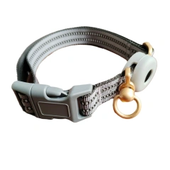 New Airtag Dog Collar Silicone Cover Anti Lost Pet Collar Nylon Reflective 360 ° Anti Entanglement for Medium Large Dogs