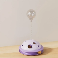Rotating Leakage Food Feeder Toy Plastic Cat Turntable Spring Funny Cat Stick Indoor Kitten Interactive Amusement Track Ball