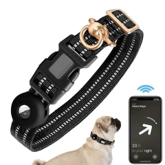 New Airtag Dog Collar Silicone Cover Anti Lost Pet Collar Nylon Reflective 360 ° Anti Entanglement for Medium Large Dogs