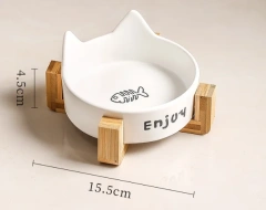 Wholesale new ceramic cat ear pet feeding bowl anti-tip