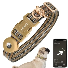 New Airtag Dog Collar Silicone Cover Anti Lost Pet Collar Nylon Reflective 360 ° Anti Entanglement for Medium Large Dogs