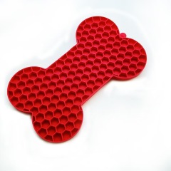 Silicone Licking Pad Mat for Pet Dogs Cats Slow Food Bowls with Suction Cup Feeding Food Bone Shape Silicone Licking Pad