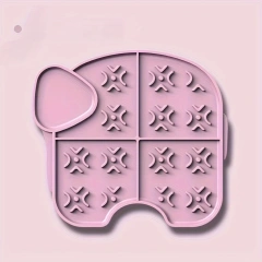 Elephant Shaped Dog Slow Feeder Mat, Silicone Anti-choking Dog Lick Pad Food Plate Mat With Raised Edge