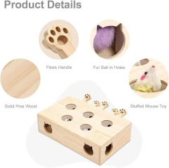 3-in-1 Cat Catcher and Toy, Mole Cat Toy, Bored Indoor Adult Cat Interactive Cat Toy, Cat Game (5 Holes)