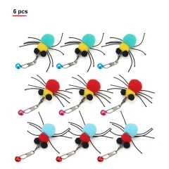 9pcs Simulation Plush Spider Replacement Head Of Cat Teaser Stick Fun Pet Cat Toy