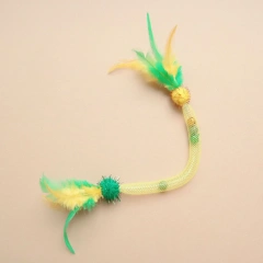3pcs Random Mix Mint Ball Elastic Net Cat Teaser Stick Kitten Interactive Scratching Feather Toys Funny Pet Supplies