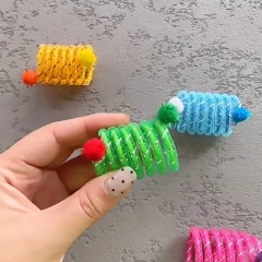 10pcs Colorful Spring Cat Toy Chew Resistant Elastic Wool Ball Spring Toys for Cats Tease Pet Supplies