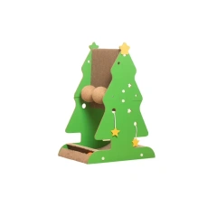 Christmas Cat Tree Kitten Scratching Post Vertical Scratcher Climbing Frame Pet Toy with Balls Crafts for Indoor Adults Cats